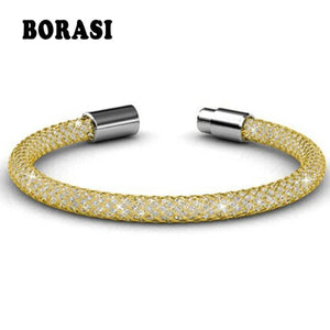 Women Stainless Steel Bracelet Crystal Net Chain Fashionable