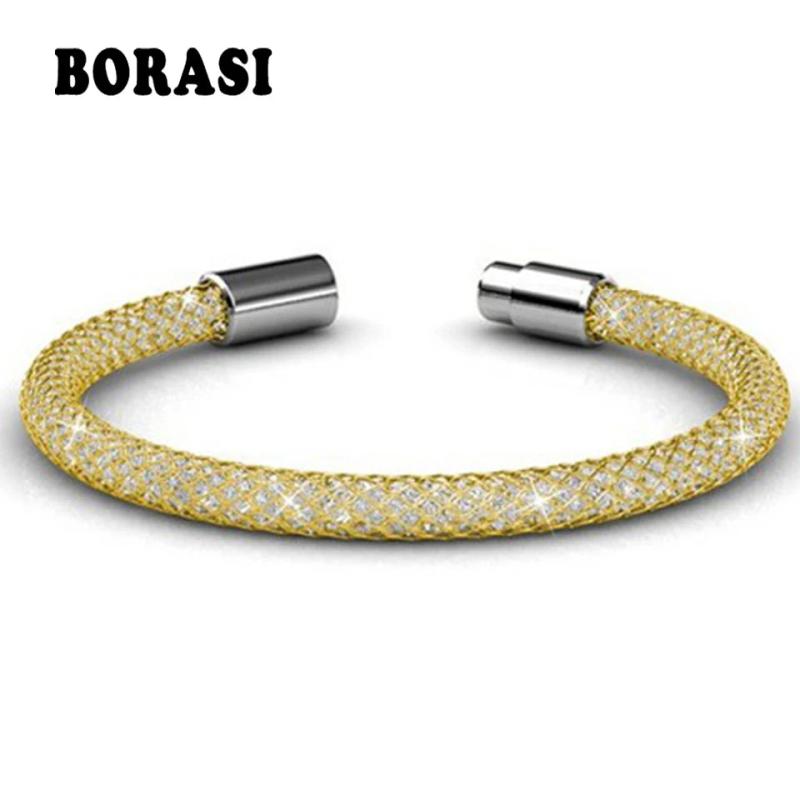 Women Stainless Steel Bracelet Crystal Net Chain Fashionable