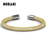Women Stainless Steel Bracelet Crystal Net Chain Fashionable