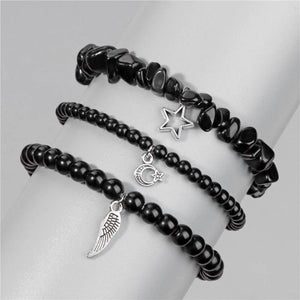 3Pcs Natural Agate Beaded Bracelets Reiki Healing Jewelry