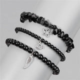 3Pcs Natural Agate Beaded Bracelets Reiki Healing Jewelry