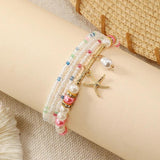 Bohemian Rice Bead Bracelet Set For Women Summer Beach Sea Starfish Shell