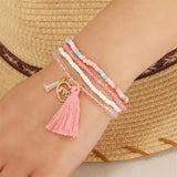 Bohemian Rice Bead Bracelet Set For Women Summer Beach Sea Starfish Shell
