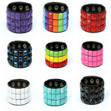 Gothic Punk Spikes Stud Wide Cuff Bracelets Leather Bangle