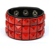 Gothic Punk Spikes Stud Wide Cuff Bracelets Leather Bangle