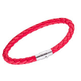 Men Leather Bracelet Stainless Steel Magnet Clasp Button Hand-woven Wristband