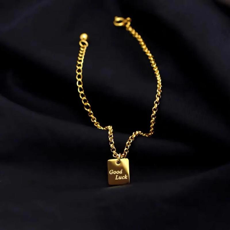 Good Luck Stainless Steel Charm Bracelet 18K Plated Unfading Jewelry