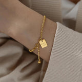 Good Luck Stainless Steel Charm Bracelet 18K Plated Unfading Jewelry