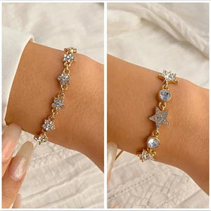 Rhinestone Star Chain Bracelet Wedding Jewelry Gift
