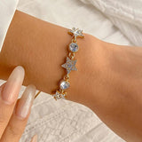 Rhinestone Star Chain Bracelet Wedding Jewelry Gift