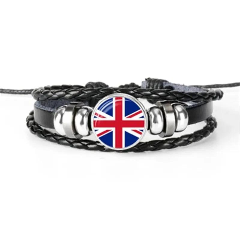 Multilayer Leather Flag Bracelet for 6 Countries