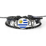 Multilayer Leather Flag Bracelet for 6 Countries