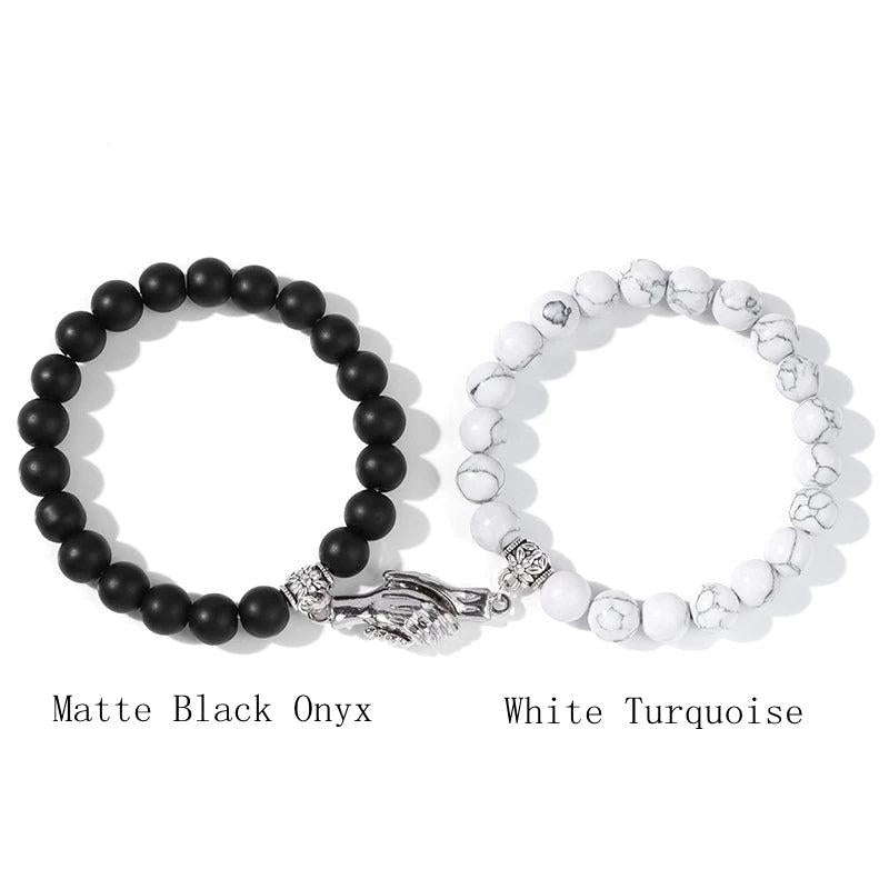 Friendship Hand Charm Bracelet Set - Matching Couple Bracelets