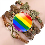 LGBT Pride Rainbow Bracelet Bi Pan Charms Unisex Jewelry