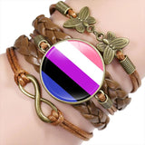 LGBT Pride Rainbow Bracelet Bi Pan Charms Unisex Jewelry