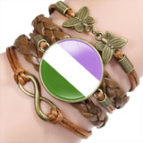 LGBT Pride Rainbow Bracelet Bi Pan Charms Unisex Jewelry