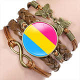 LGBT Pride Rainbow Bracelet Bi Pan Charms Unisex Jewelry