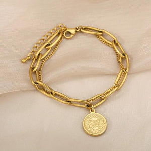 Stainless Steel Simulated Pearl Bracelet Plating Chain Beads Girl