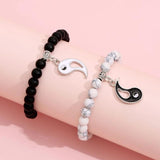Couples Yin Yang Turquoise Beads Bracelet Bangle Set