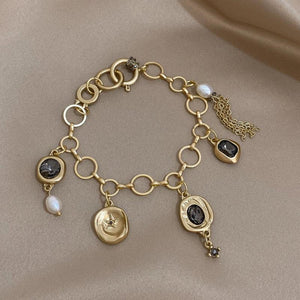 Vintage Crystal Chain Charm Bracelet Metal Alloy Accessories