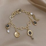 Vintage Crystal Chain Charm Bracelet Metal Alloy Accessories