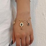 Vintage Crystal Chain Charm Bracelet Metal Alloy Accessories