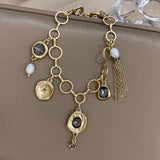 Vintage Crystal Chain Charm Bracelet Metal Alloy Accessories