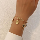 Vintage Crystal Chain Charm Bracelet Metal Alloy Accessories
