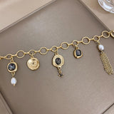 Vintage Crystal Chain Charm Bracelet Metal Alloy Accessories