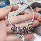 Silver-plated Bracelet with Floral Bead Charms