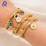 Evil Eye Charm Bracelet Stainless Steel Chain Adjustable Women Jewelry