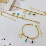 Evil Eye Charm Bracelet Stainless Steel Chain Adjustable Women Jewelry