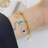 Evil Eye Charm Bracelet Stainless Steel Chain Adjustable Women Jewelry