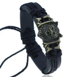 Punk Gothic Rock Men Jewelry Bracelet Cuff Alloy Wolf Bone Charms