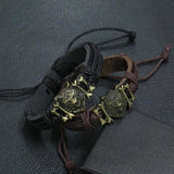 Punk Gothic Rock Men Jewelry Bracelet Cuff Alloy Wolf Bone Charms