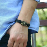 Punk Gothic Rock Men Jewelry Bracelet Cuff Alloy Wolf Bone Charms