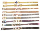 Rose Stainless Steel Mesh Wristband Bracelet with Charms