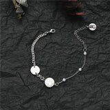 Silver Cuban Link Bracelet with Big Pearl Cross Pendant