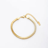 Gold Stainless Steel Rectangle Link Bracelet for Women, Dainty Layering Jewelry