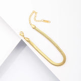 Gold Stainless Steel Rectangle Link Bracelet for Women, Dainty Layering Jewelry