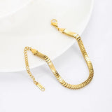 Gold Stainless Steel Rectangle Link Bracelet for Women, Dainty Layering Jewelry
