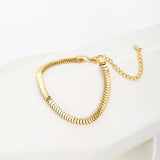 Gold Stainless Steel Rectangle Link Bracelet for Women, Dainty Layering Jewelry