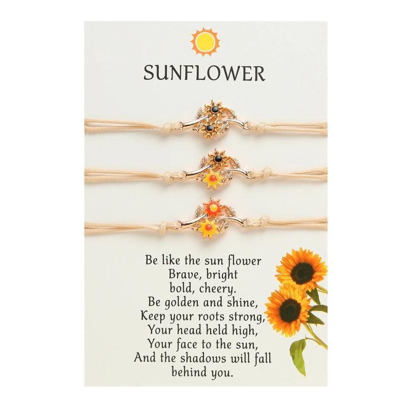 Double Sunflower Branch Rope Bracelet Hand Ornament