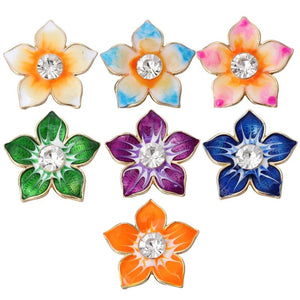 5pcs High Snap Button Jewelry Rhinestone Flower 18mm Fit Snap Bracelet Necklace