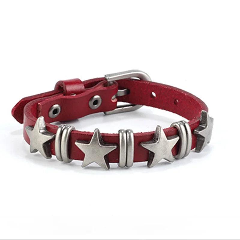 Punk Bracelet Metal Vintage Leather Alloy Belt Star Geometric Unisex