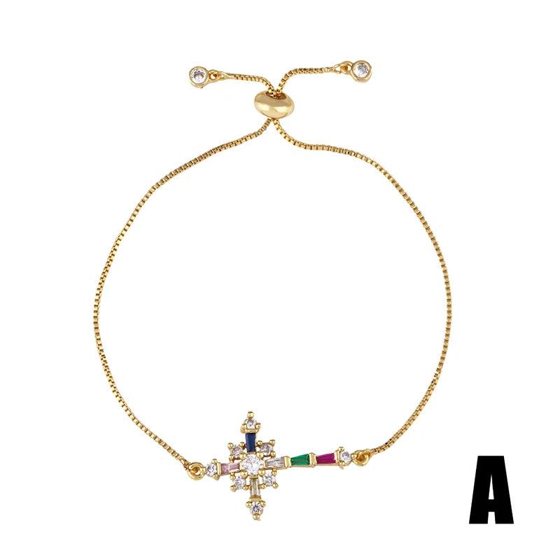 Rainbow Greek Eye Bracelet Copper Zirconia Hand Bracelet