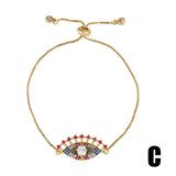 Rainbow Greek Eye Bracelet Copper Zirconia Hand Bracelet