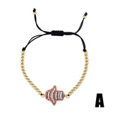 Rainbow Greek Eye Bracelet Copper Zirconia Hand Bracelet