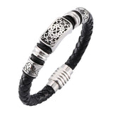 Vintage Men Leather Bracelet Stainless Steel Magnetic Clasp Gift