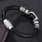 Vintage Men Leather Bracelet Stainless Steel Magnetic Clasp Gift